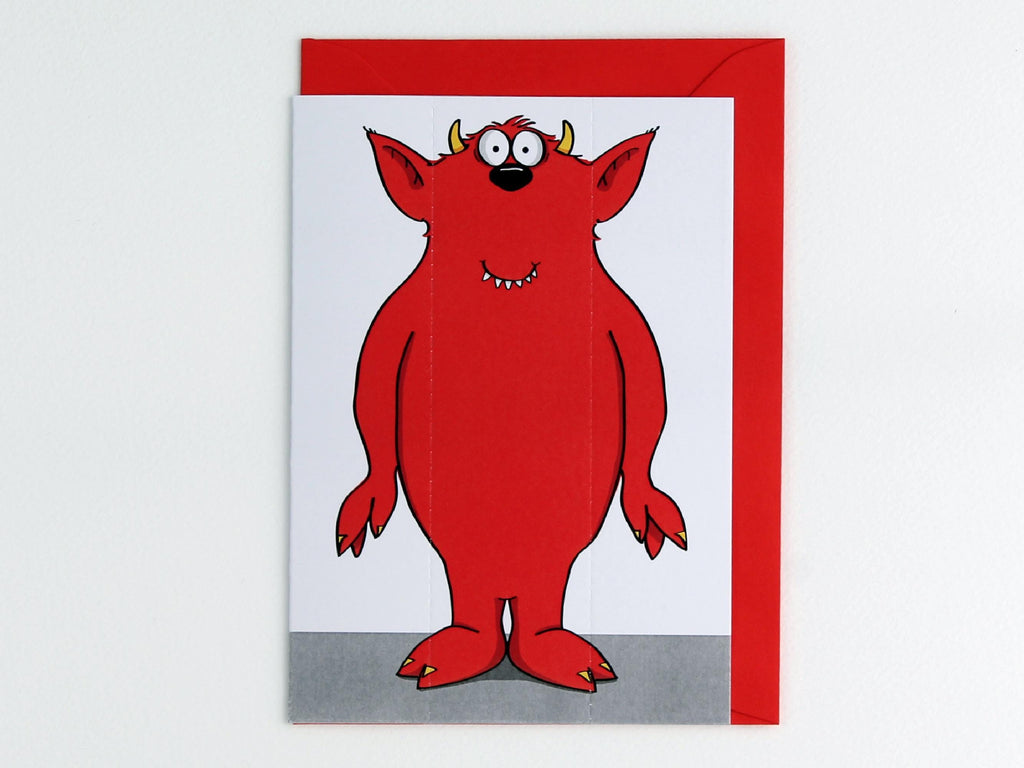 Red Monster Card with Bookmark