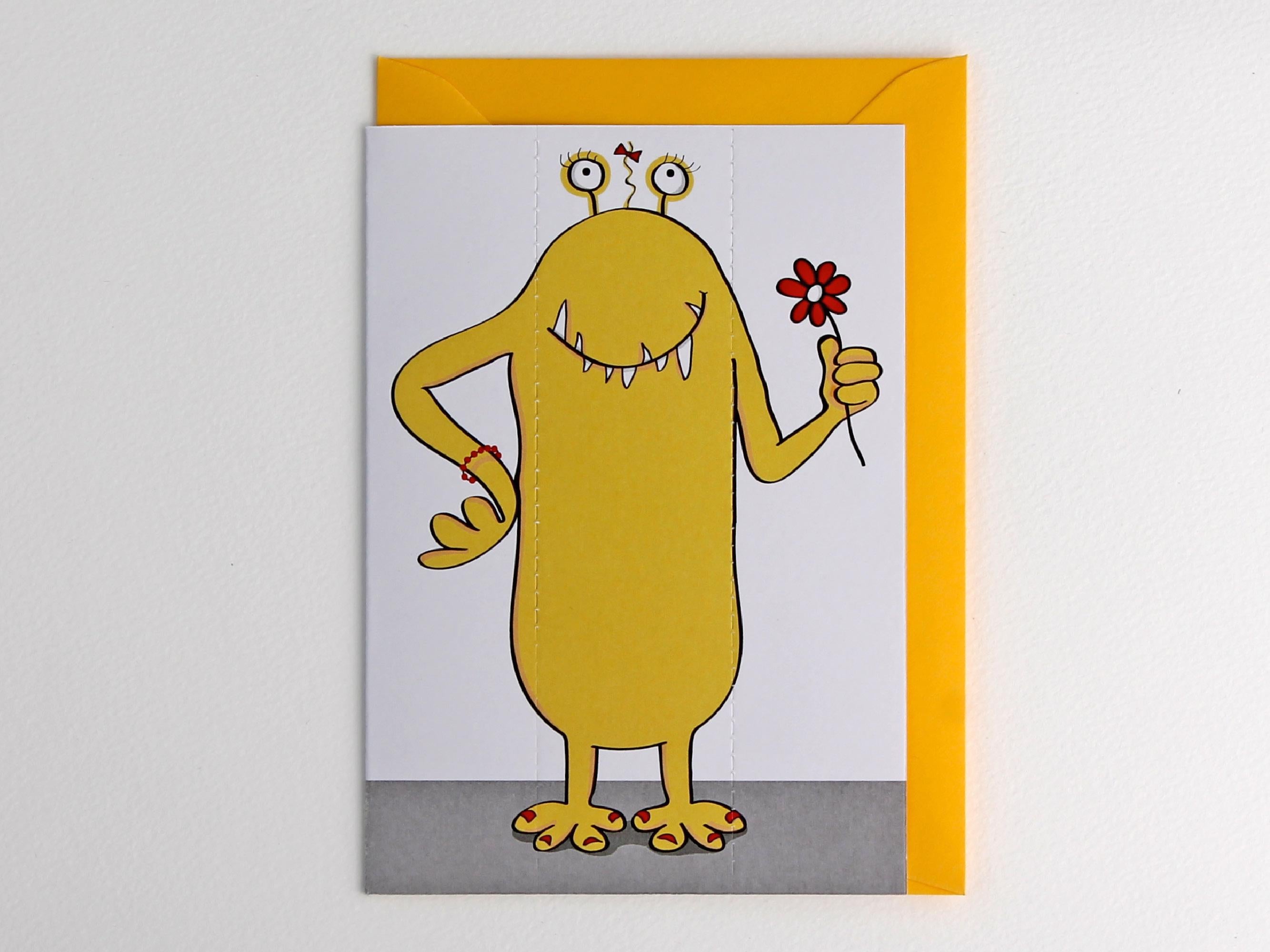 Yellow Monster Card with Bookmark