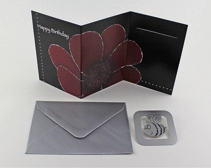 Chocolate Cosmos Birthday Card with Bookmark