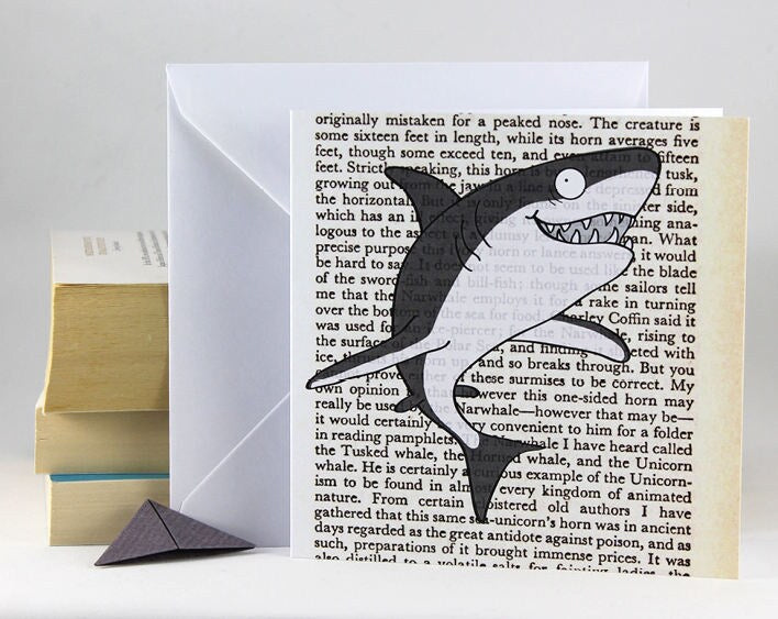 Shark Card with Origami Bookmark