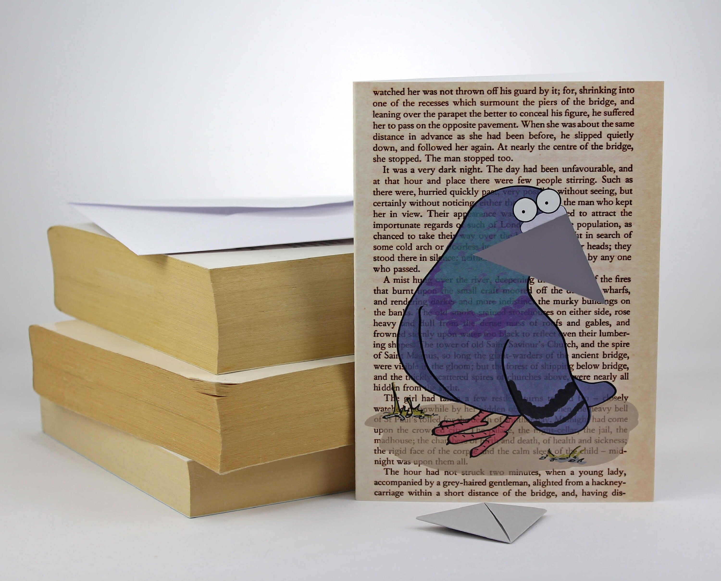 Pigeon Card with Origami Bookmark