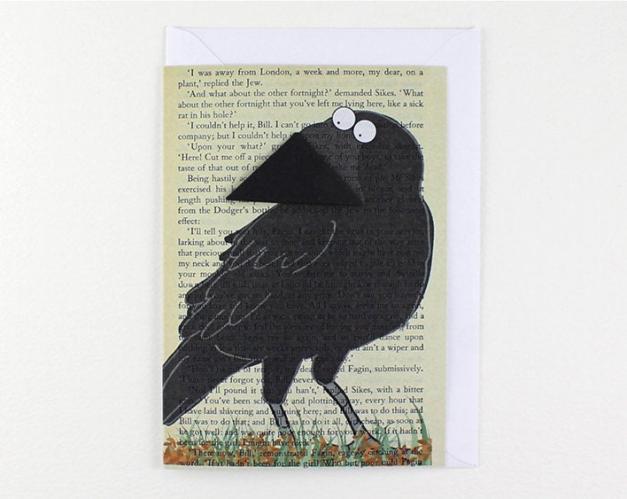 Crow Card with Origami Bookmark