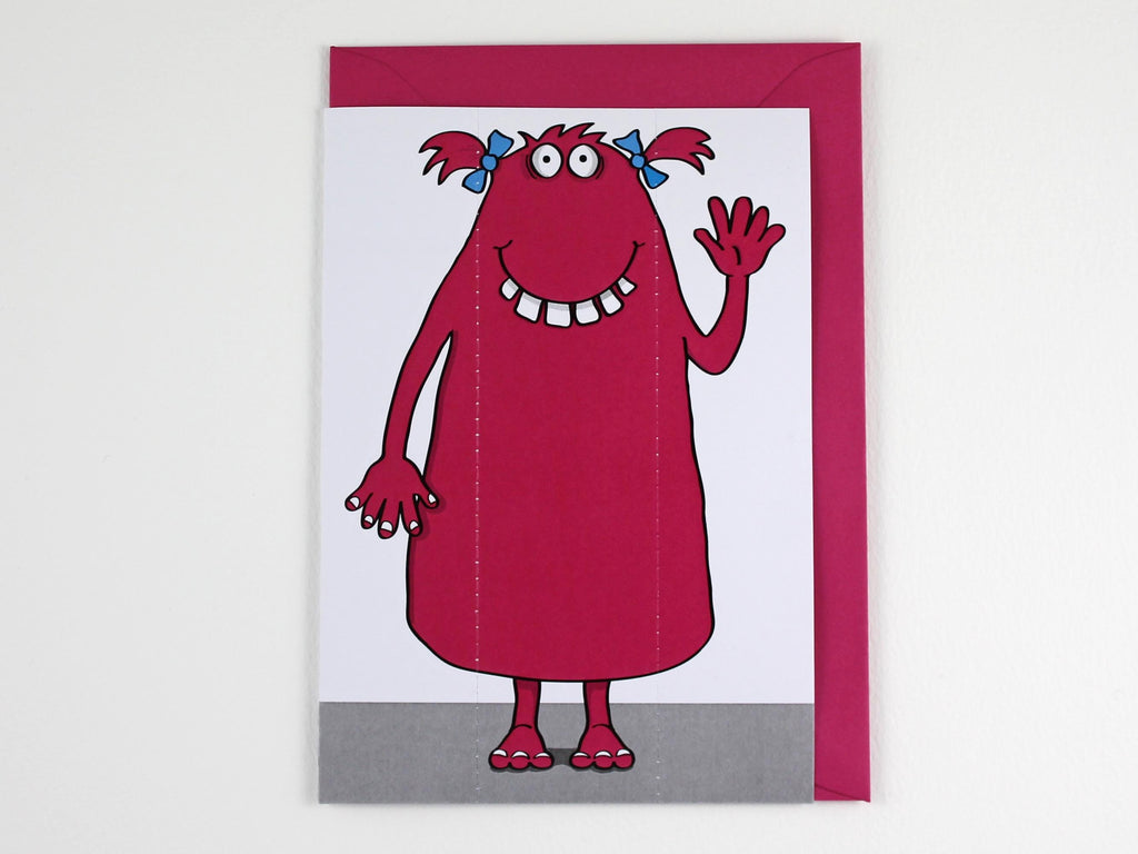Fuchsia Pink Monster Card with Bookmark