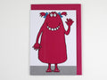 Fuchsia Pink Monster Card with Bookmark