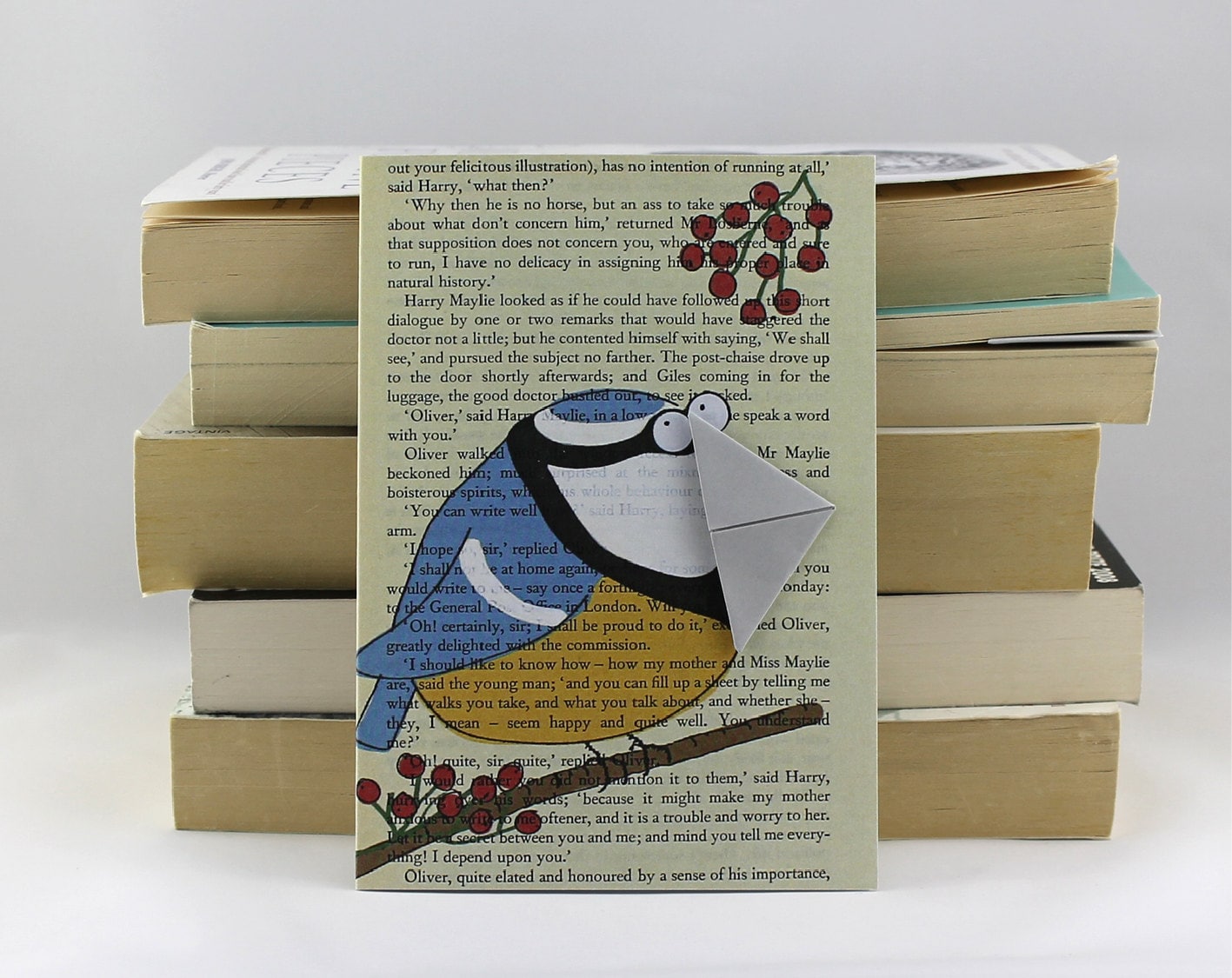 Blue Tit Card with Origami Bookmark