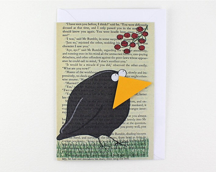 Blackbird Card with Origami Bookmark
