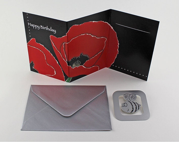 Poppy Birthday Card with Bookmark