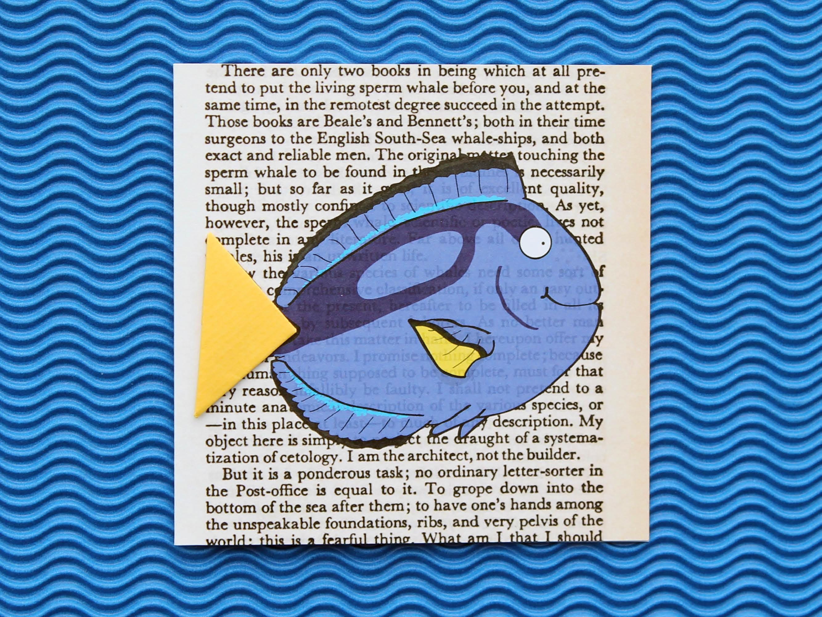 Blue Tang Card with Origami Bookmark