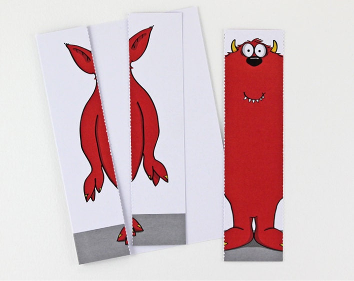 Red Monster Card with Bookmark