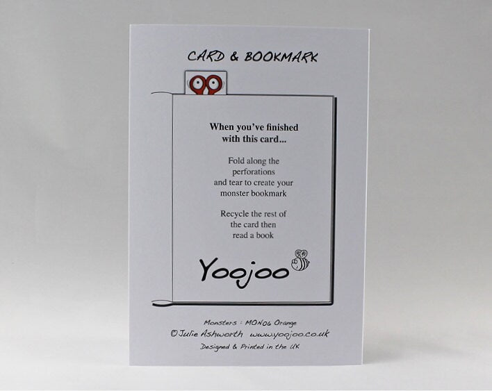 Orange Monster Card with Bookmark