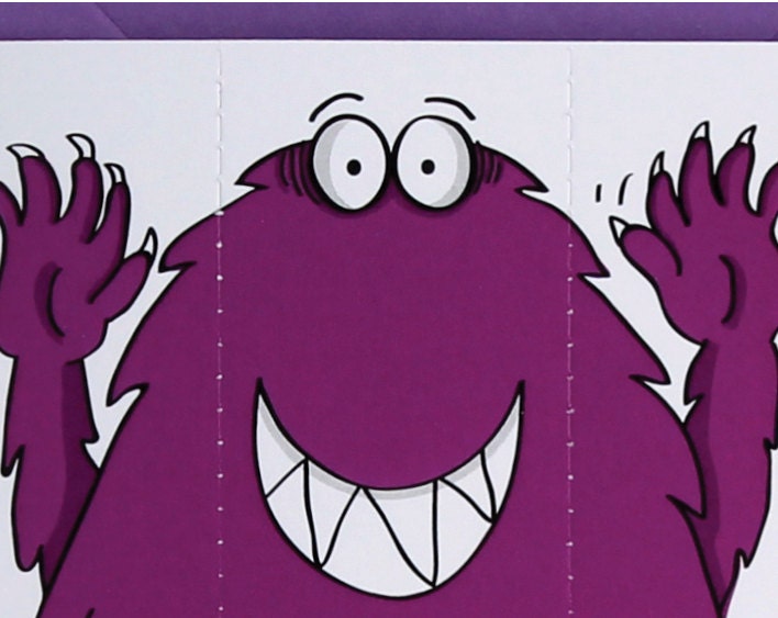 Purple Monster Card with Bookmark