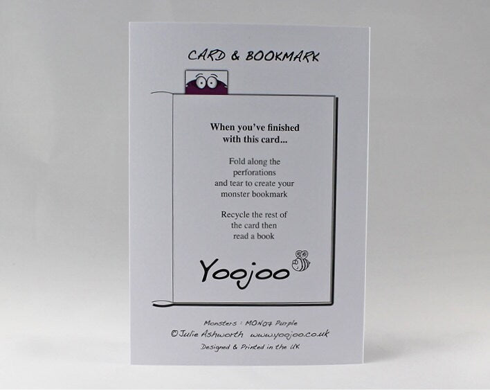 Purple Monster Card with Bookmark