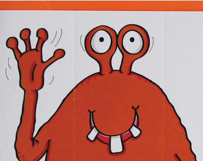 Orange Monster Card with Bookmark