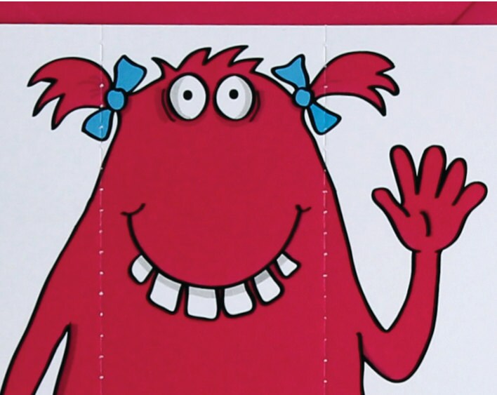 Fuchsia Pink Monster Card with Bookmark