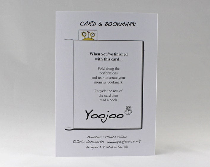 Yellow Monster Card with Bookmark