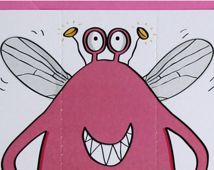Candy Pink Monster Card with Bookmark