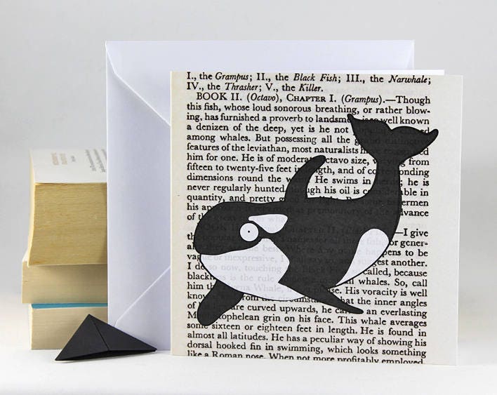 Orca Card with Origami Bookmark