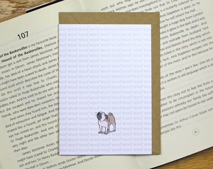 Pug Card with Bookmark