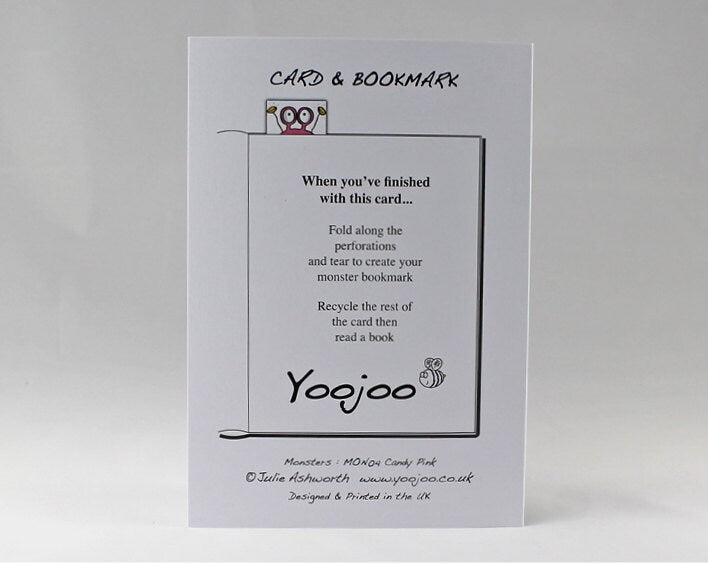 Candy Pink Monster Card with Bookmark