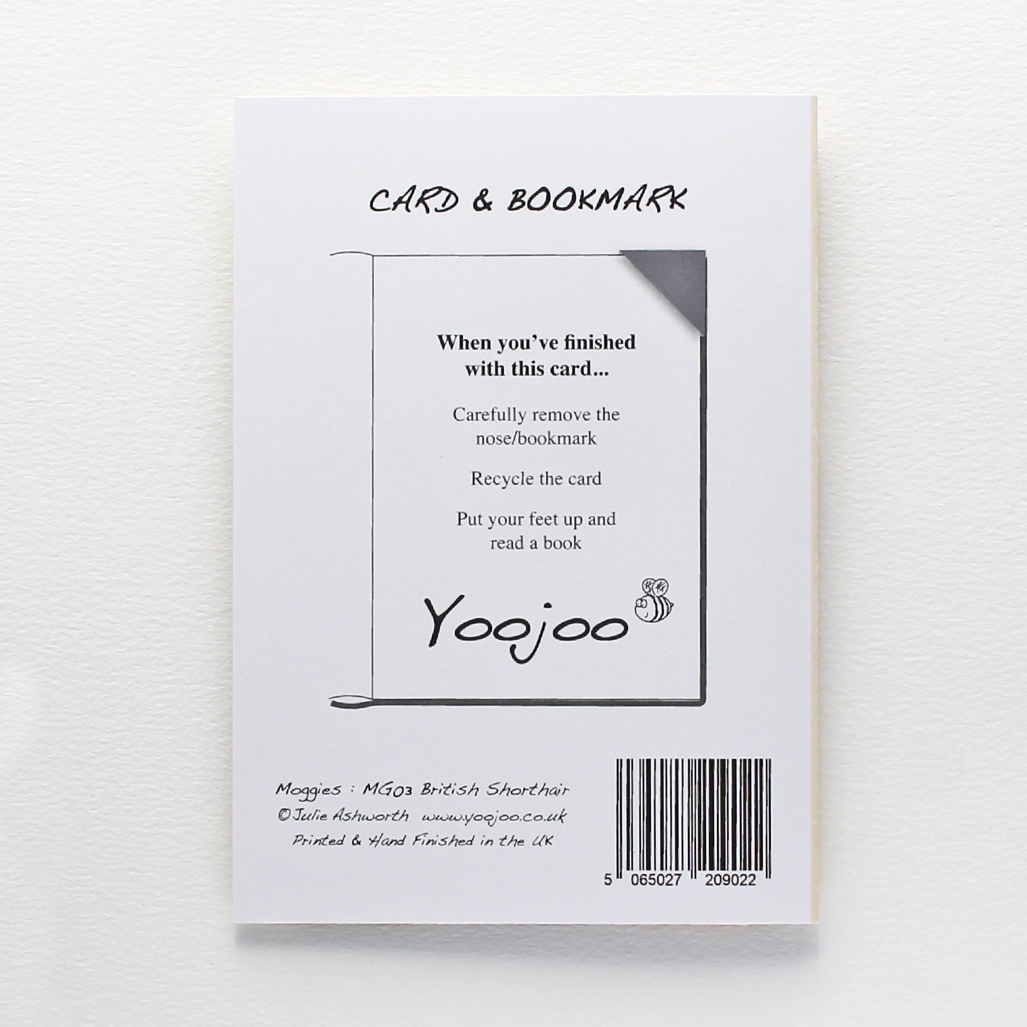 British Shorthair Cat Card with Origami Bookmark