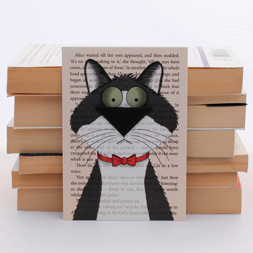 Tuxedo Cat Card with Origami Bookmark