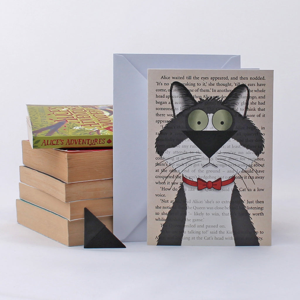 Tuxedo Cat Card with Origami Bookmark