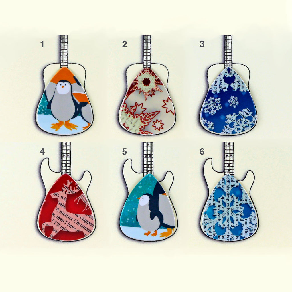 Guitar Christmas Cards with Plectrum