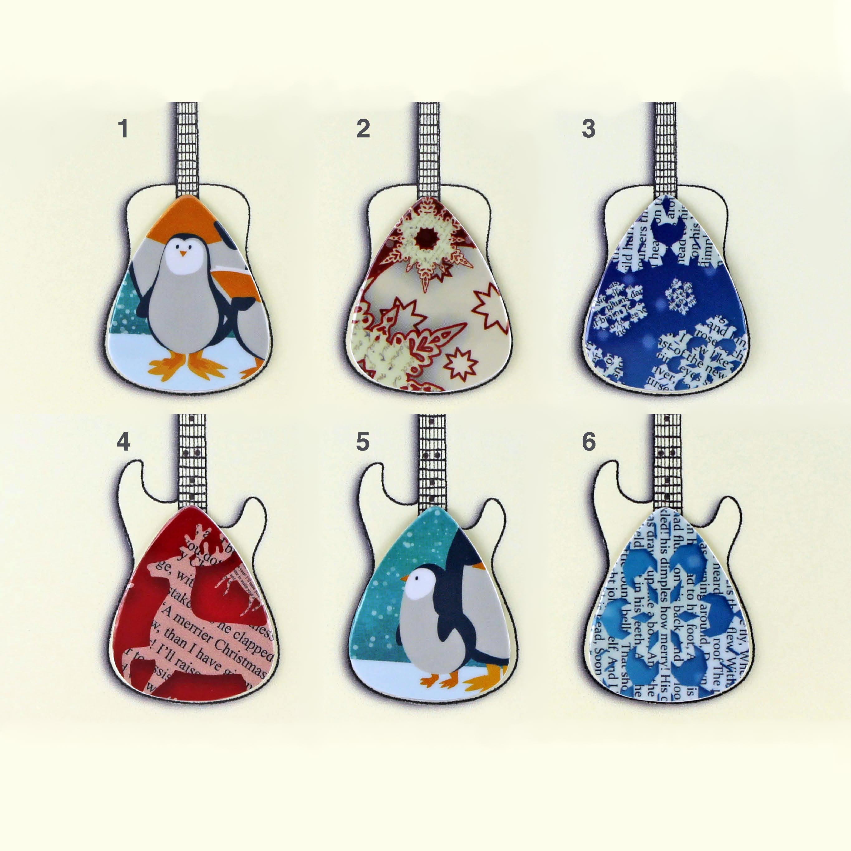 Guitar Christmas Cards with Plectrum