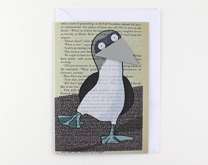Blue-Footed Booby Card with Origami Bookmark