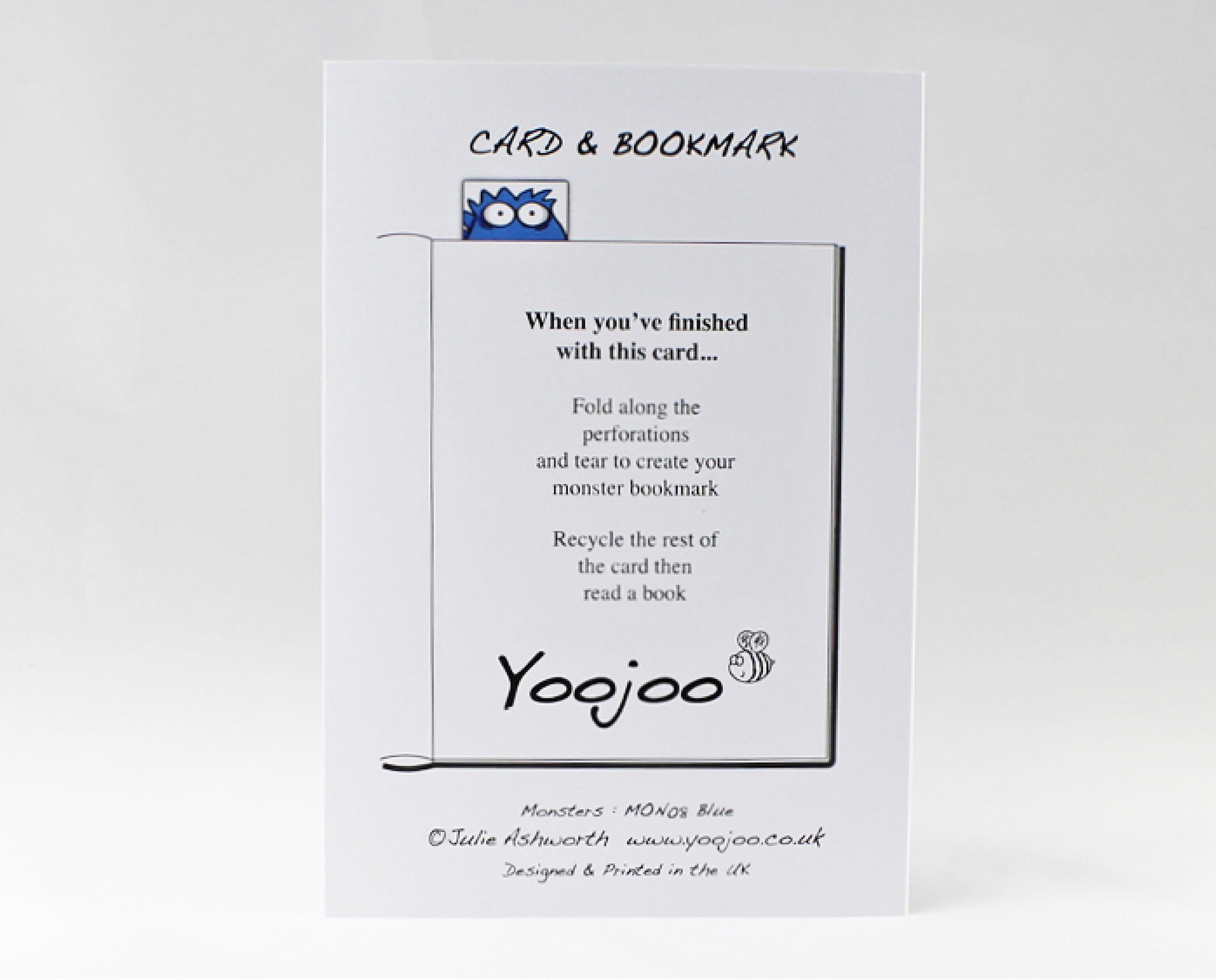 Blue Monster Card with Bookmark