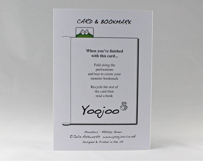 Green Monster Card with Bookmark
