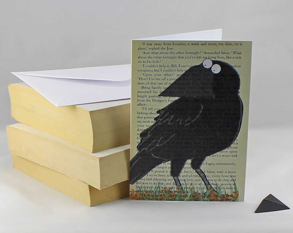 Crow Card with Origami Bookmark
