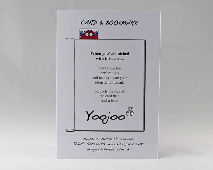 Fuchsia Pink Monster Card with Bookmark