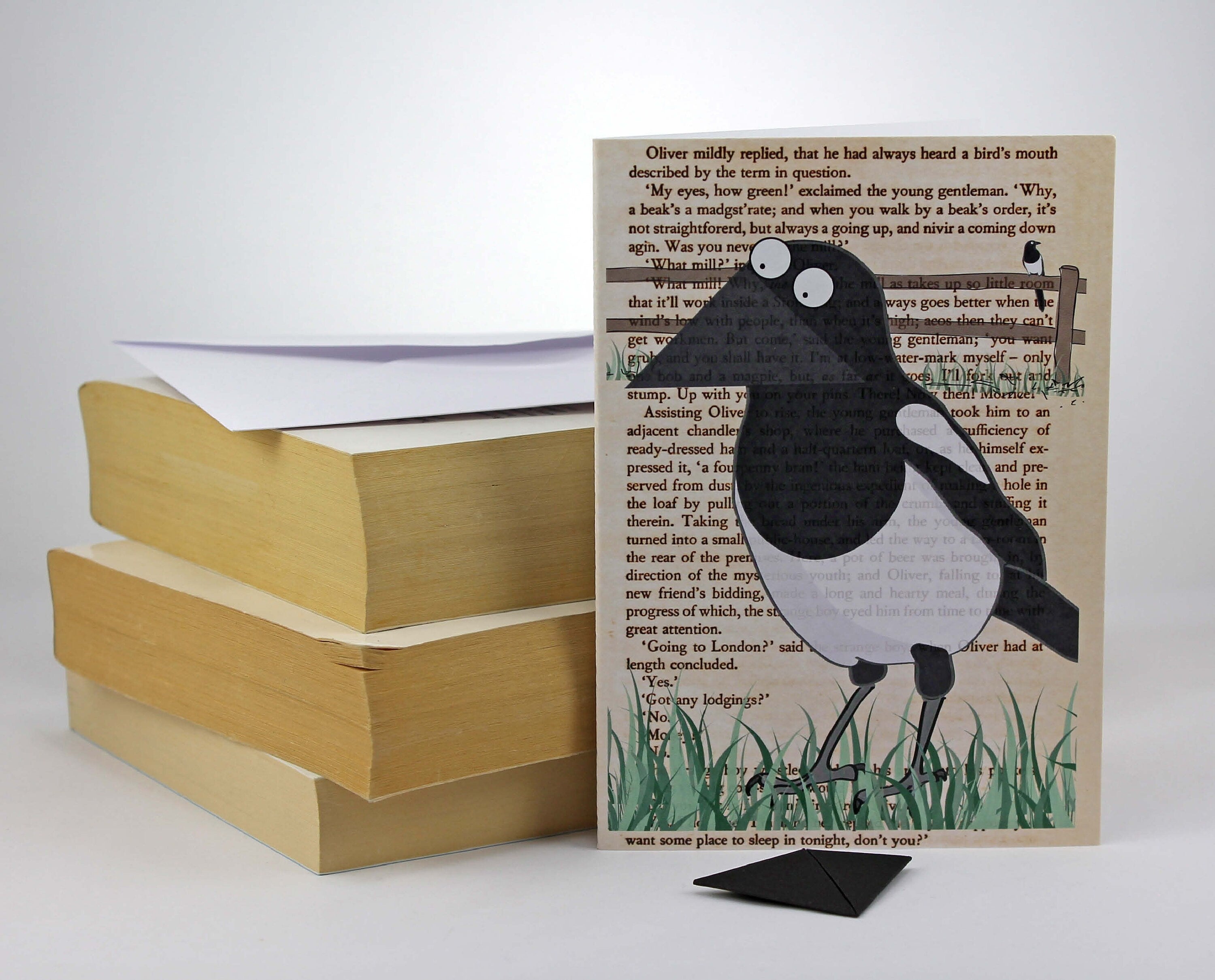 Magpie Card with Origami Bookmark