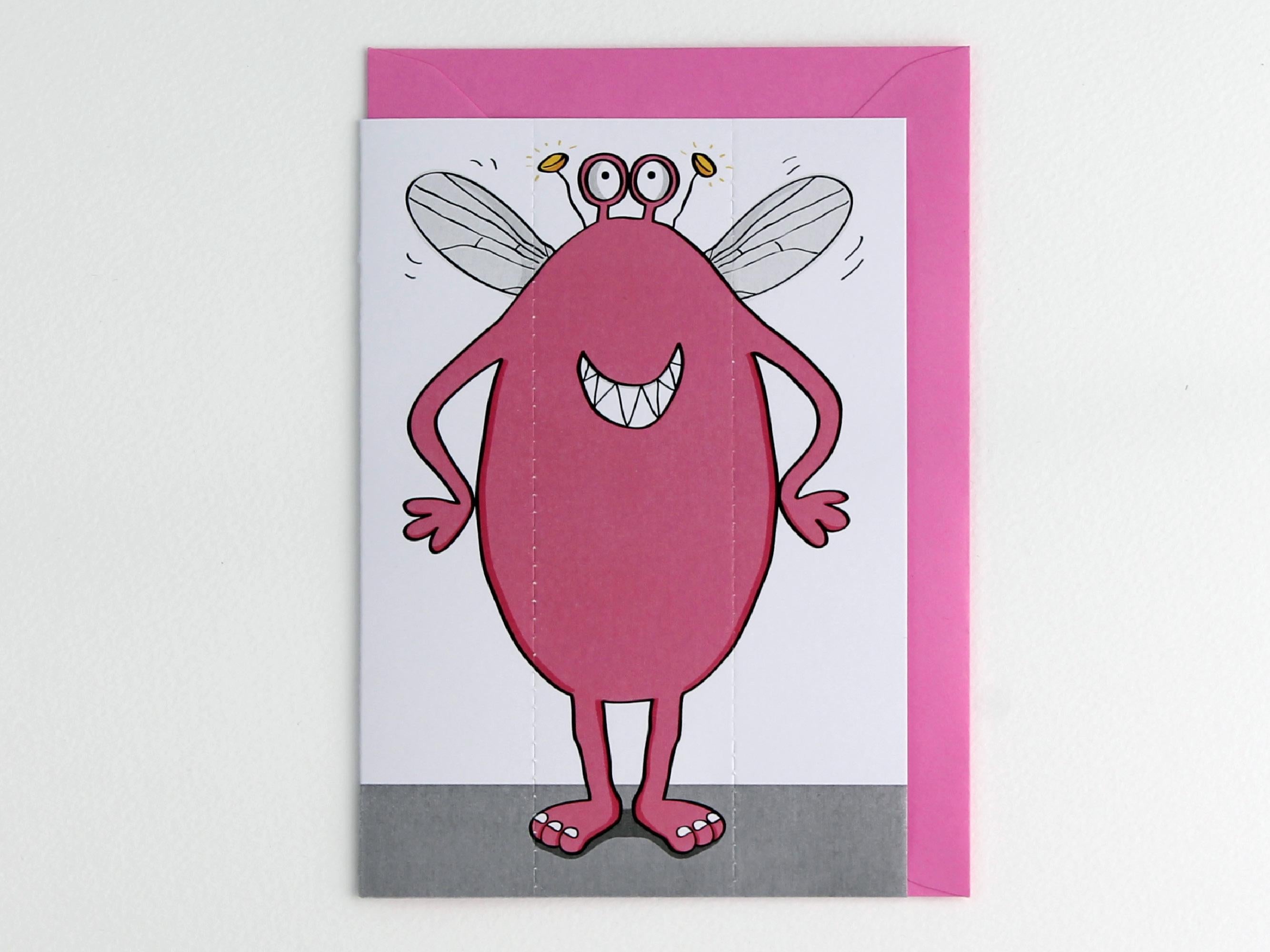 Candy Pink Monster Card with Bookmark