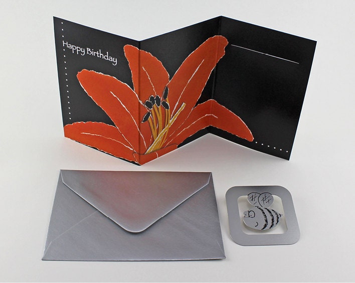 Lily Birthday Card with Bookmark