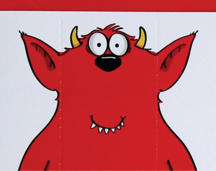Red Monster Card with Bookmark