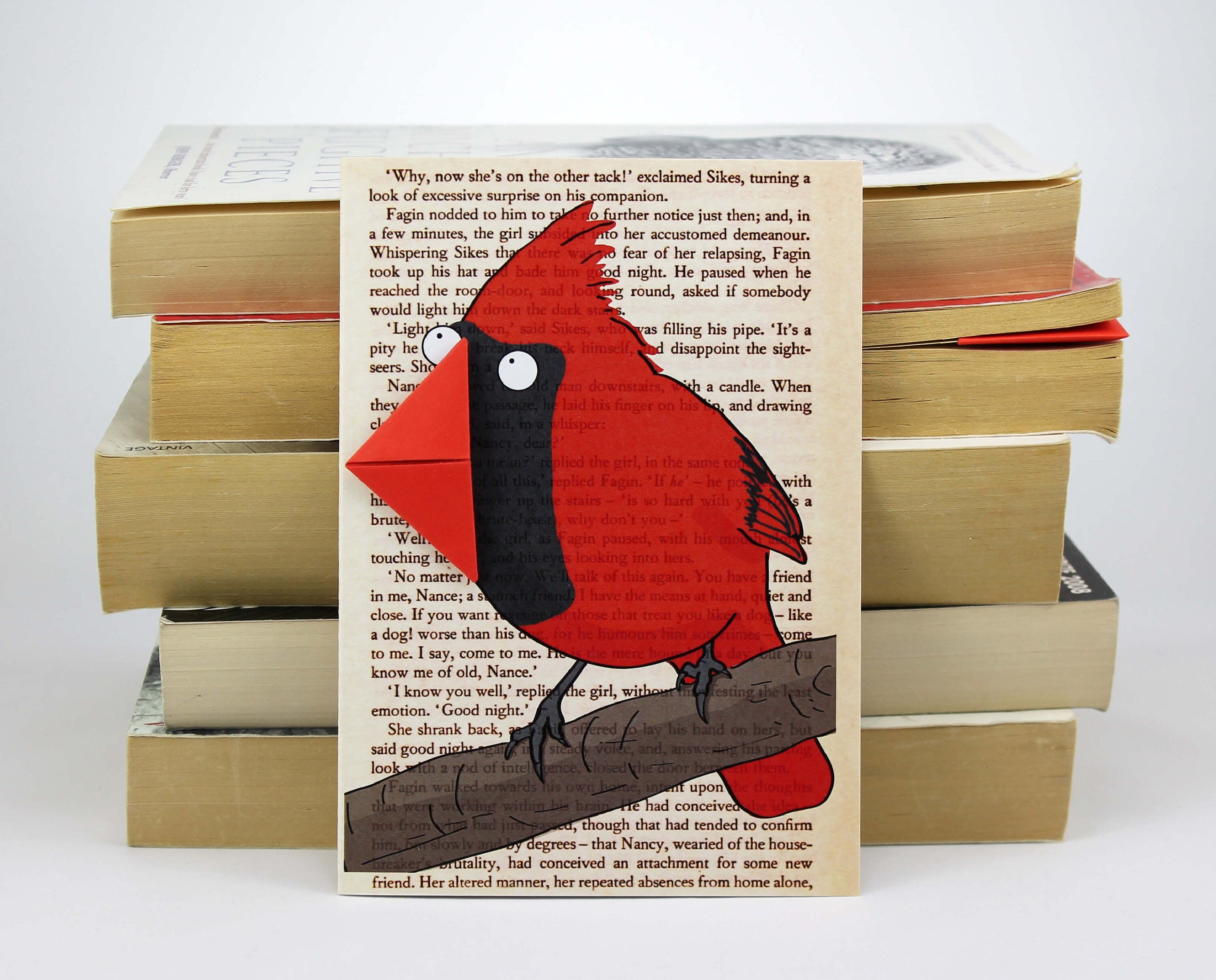 Northern Cardinal Card with Origami Bookmark