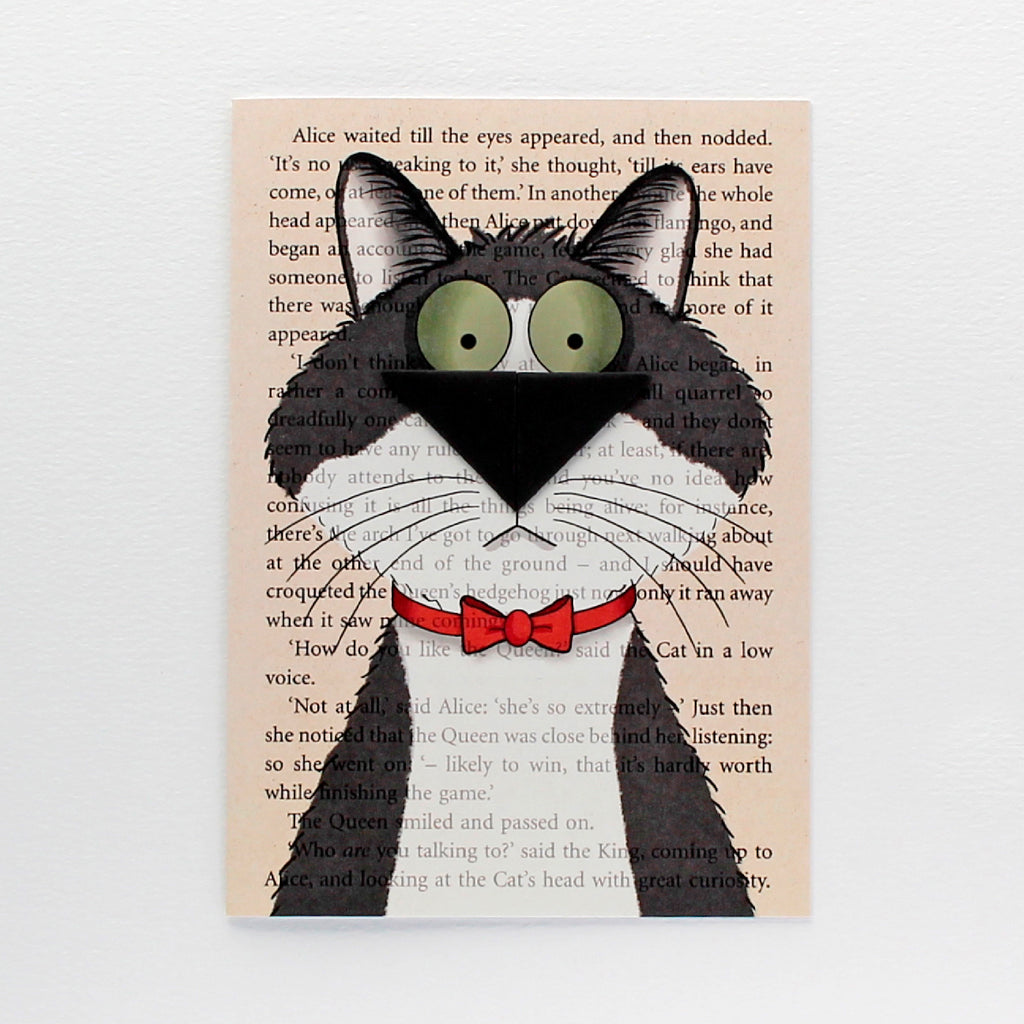 Tuxedo Cat Card with Origami Bookmark