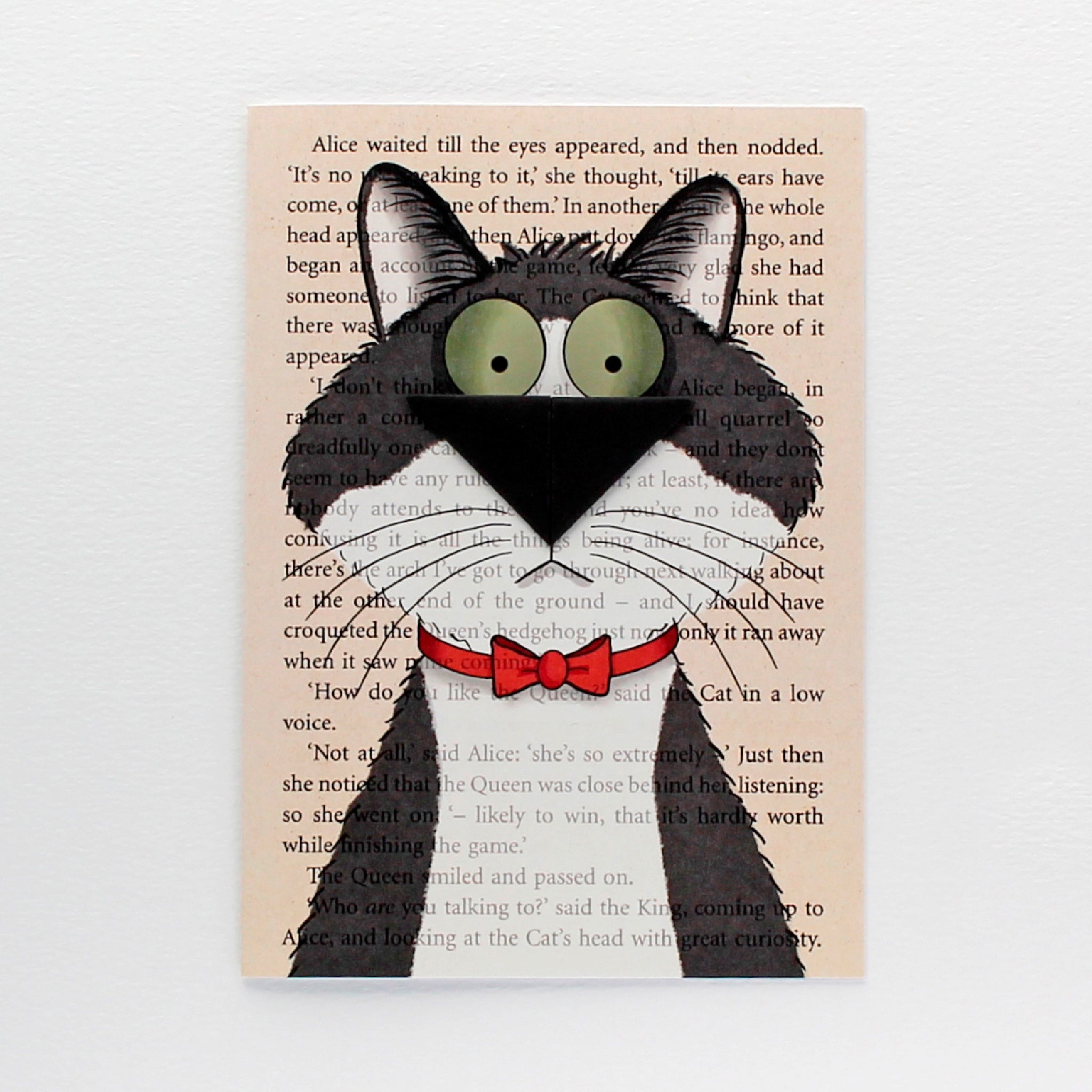 Tuxedo Cat Card with Origami Bookmark