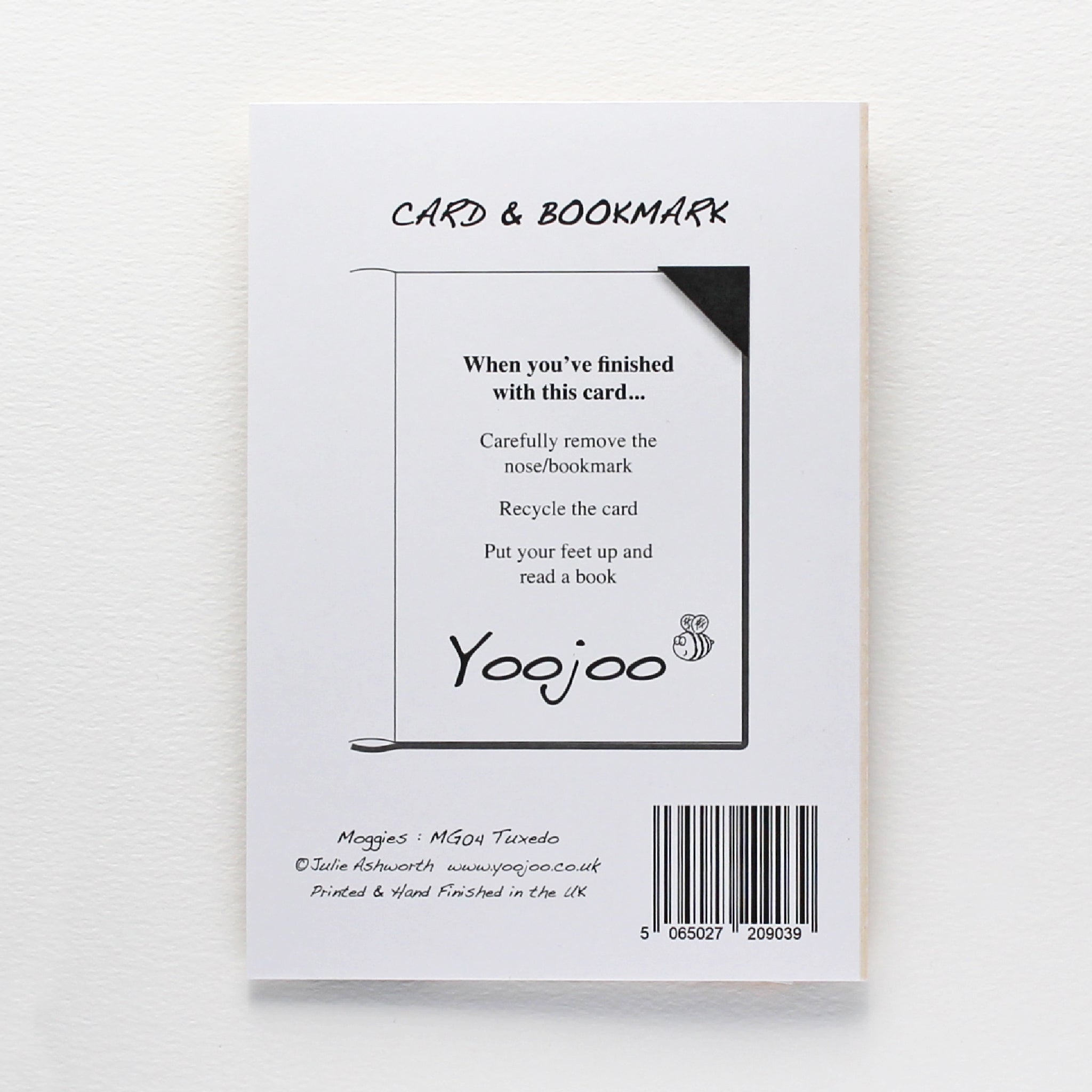 Tuxedo Cat Card with Origami Bookmark